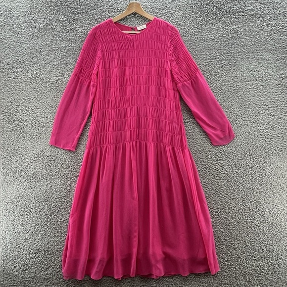 AYR Dresses & Skirts - AYR Dress Womens Small Pink The Something Special Silk Relaxed Smocked Midi